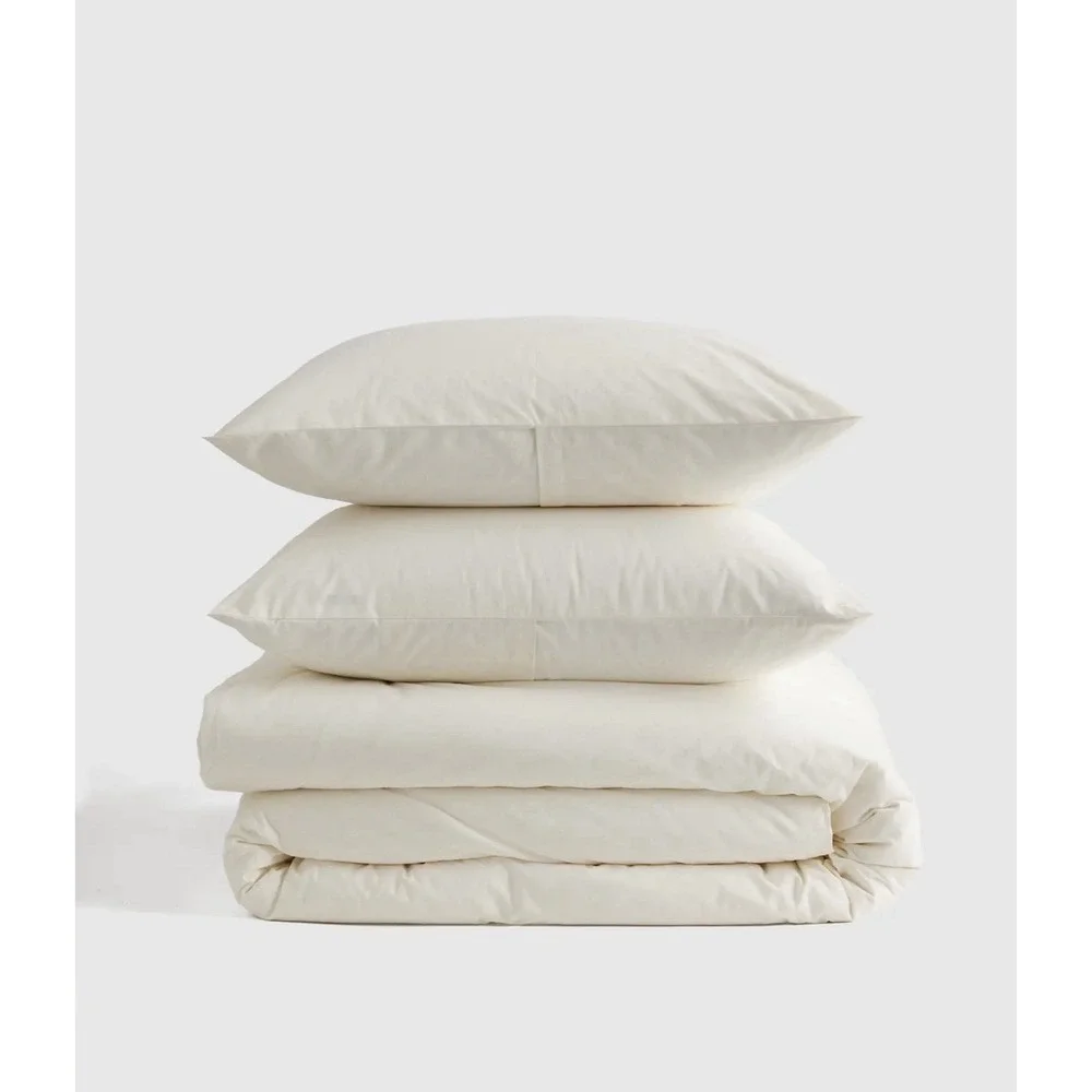 NWOT Quince Organic Brushed Cotton Duvet Cover Set King Cal King IVORY NWOT